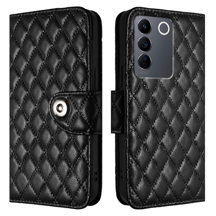 For vivo V27e / T2 Rhombic Texture Flip Leather Phone Case with Lanyard
