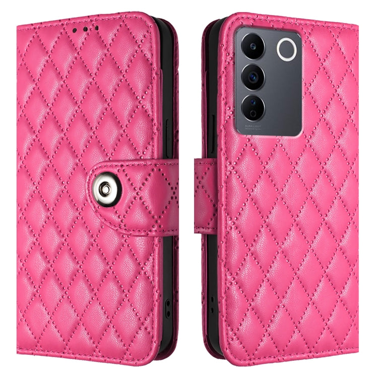 For vivo V27e / T2 Rhombic Texture Flip Leather Phone Case with Lanyard
