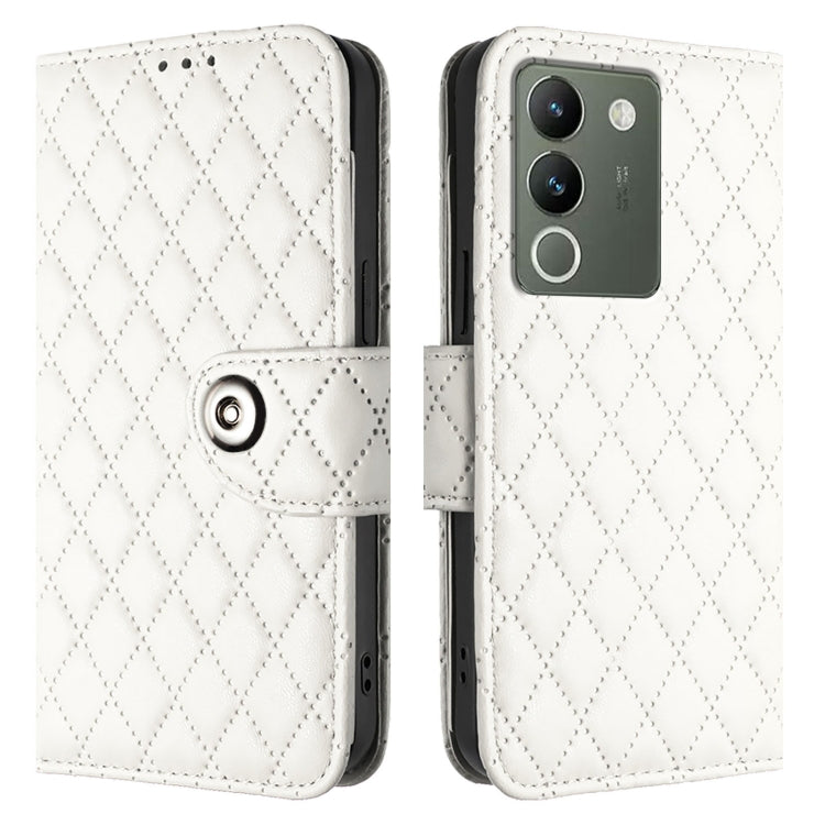 For vivo V29e / Y200 / V30 Lite Rhombic Texture Flip Leather Phone Case with Lanyard