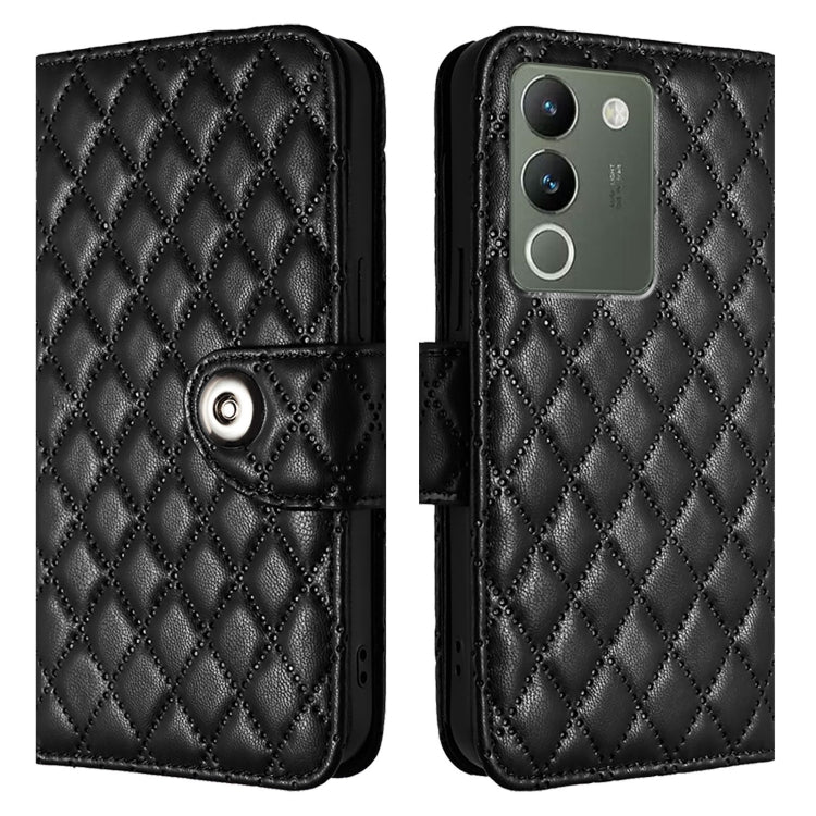 For vivo V29e / Y200 / V30 Lite Rhombic Texture Flip Leather Phone Case with Lanyard