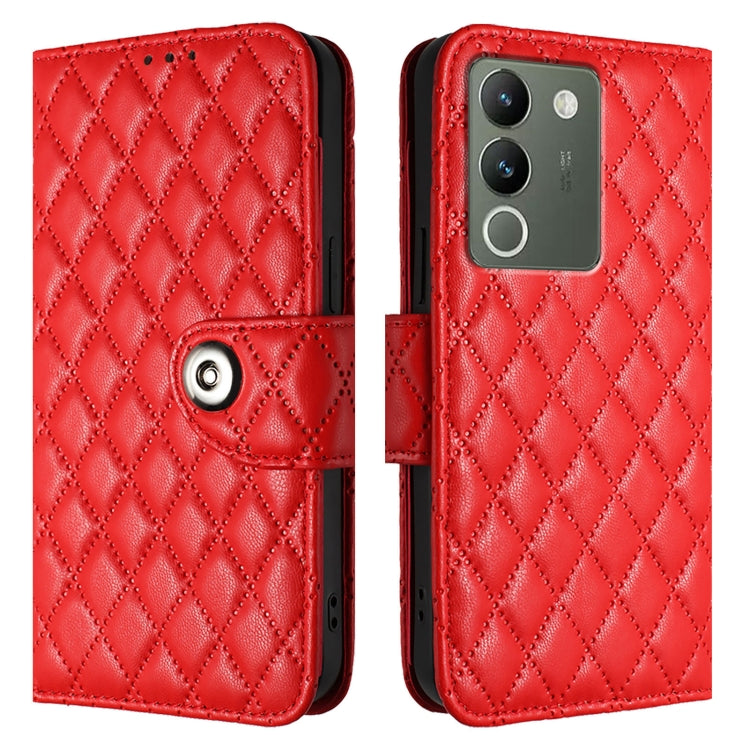 For vivo V29e / Y200 / V30 Lite Rhombic Texture Flip Leather Phone Case with Lanyard
