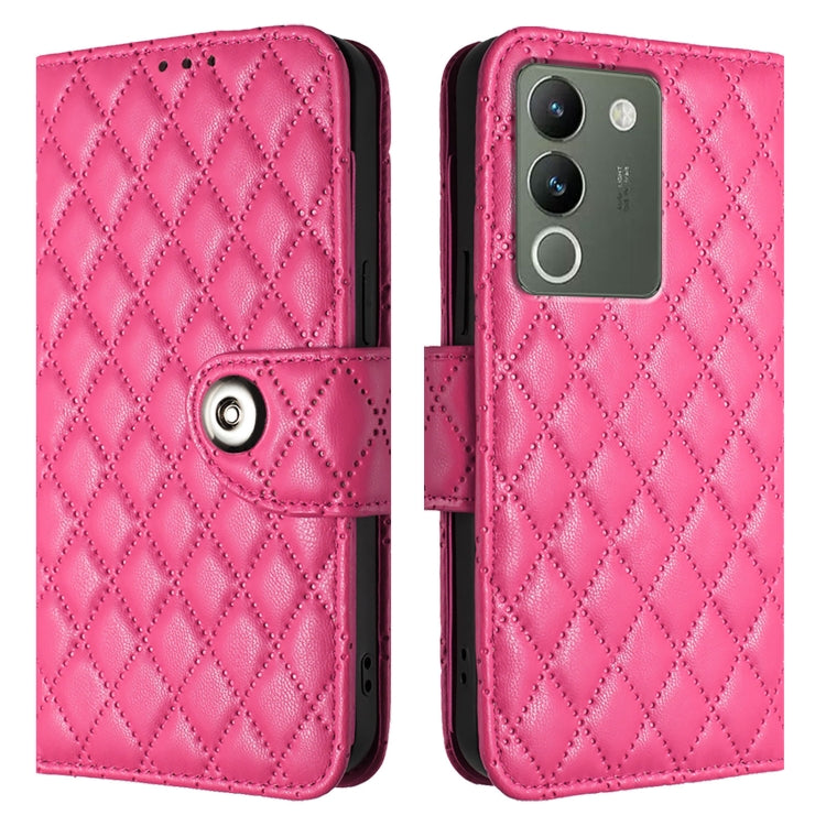For vivo V29e / Y200 / V30 Lite Rhombic Texture Flip Leather Phone Case with Lanyard