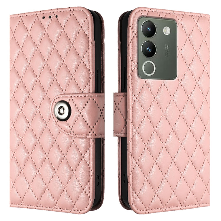 For vivo V29e / Y200 / V30 Lite Rhombic Texture Flip Leather Phone Case with Lanyard