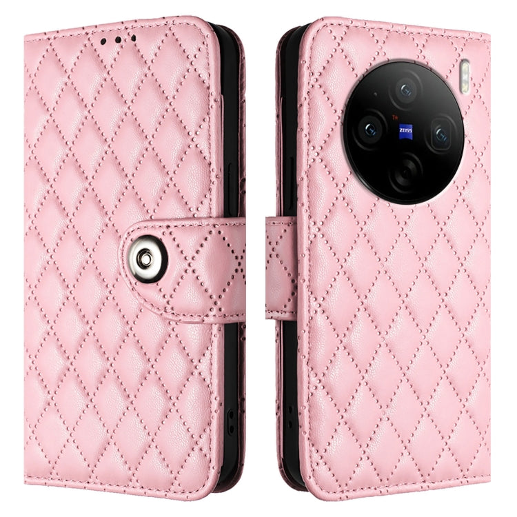 For vivo X100s Rhombic Texture Flip Leather Phone Case with Lanyard