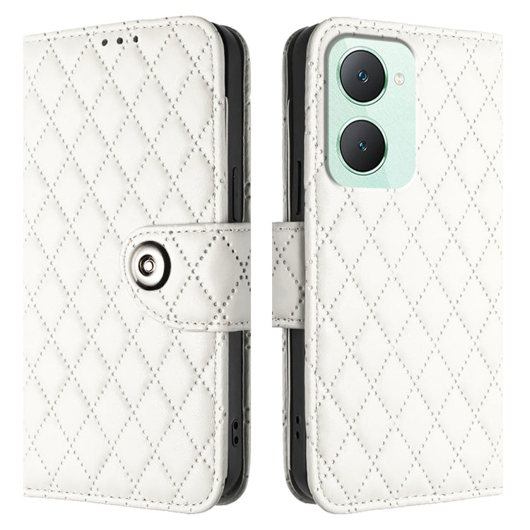 For vivo Y03 / Y18 Rhombic Texture Flip Leather Phone Case with Lanyard
