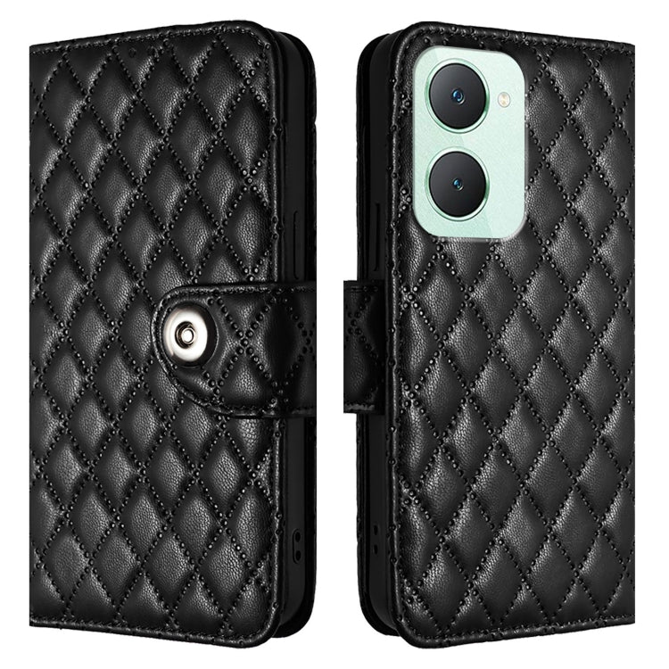 For vivo Y03 / Y18 Rhombic Texture Flip Leather Phone Case with Lanyard