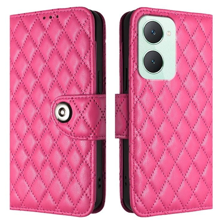 For vivo Y03 / Y18 Rhombic Texture Flip Leather Phone Case with Lanyard