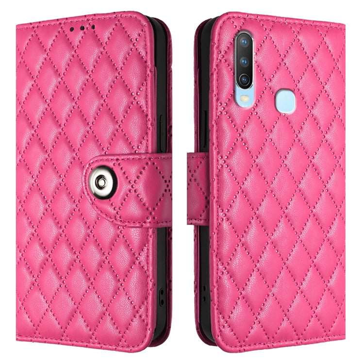 For vivo Y17 / Y15 / Y12 / Y11 2019 Rhombic Texture Flip Leather Phone Case with Lanyard