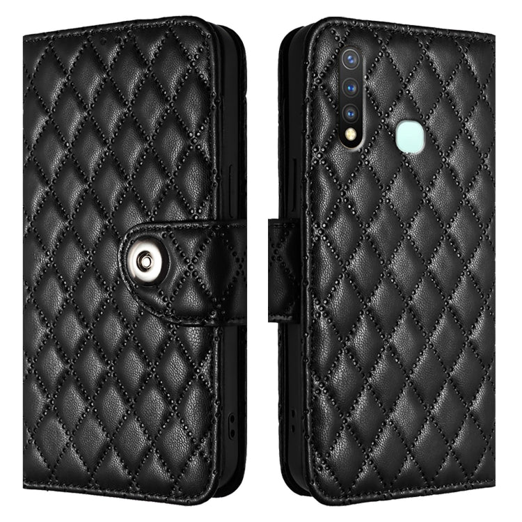 For vivo Y19 / U3 / Y5s / Z5i / U20 Rhombic Texture Flip Leather Phone Case with Lanyard