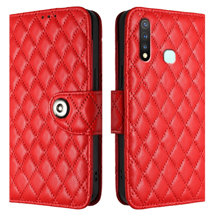 For vivo Y19 / U3 / Y5s / Z5i / U20 Rhombic Texture Flip Leather Phone Case with Lanyard