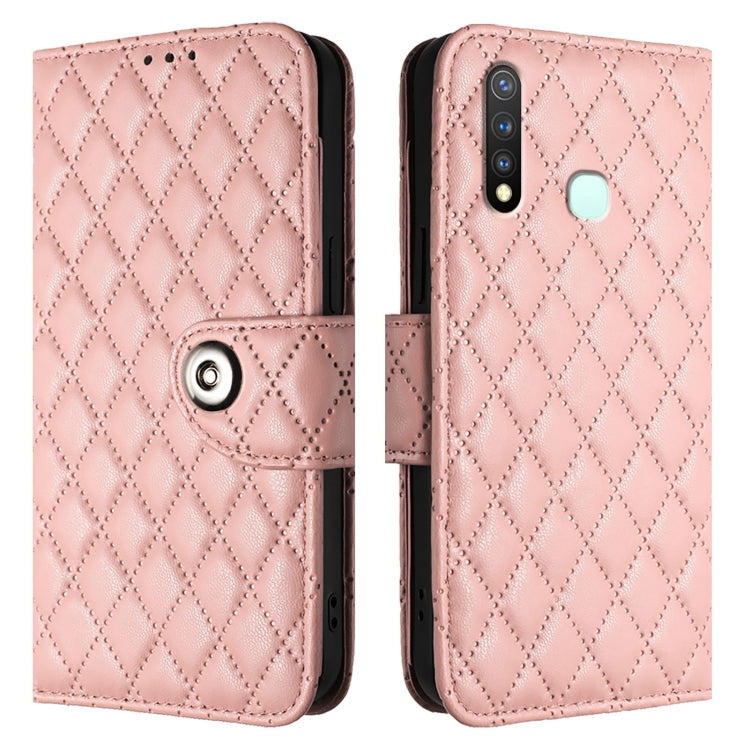For vivo Y19 / U3 / Y5s / Z5i / U20 Rhombic Texture Flip Leather Phone Case with Lanyard
