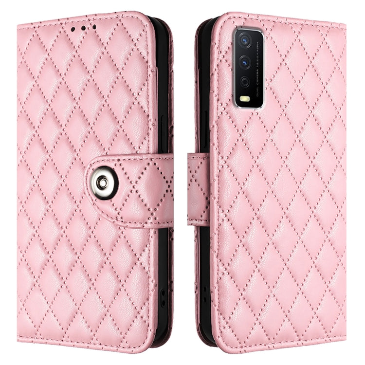 For vivo Y20 / Y20i / Y20s / Y20a Rhombic Texture Flip Leather Phone Case with Lanyard