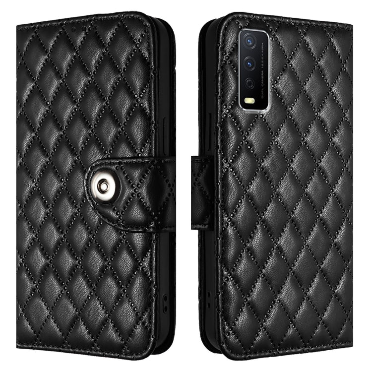 For vivo Y20 / Y20i / Y20s / Y20a Rhombic Texture Flip Leather Phone Case with Lanyard