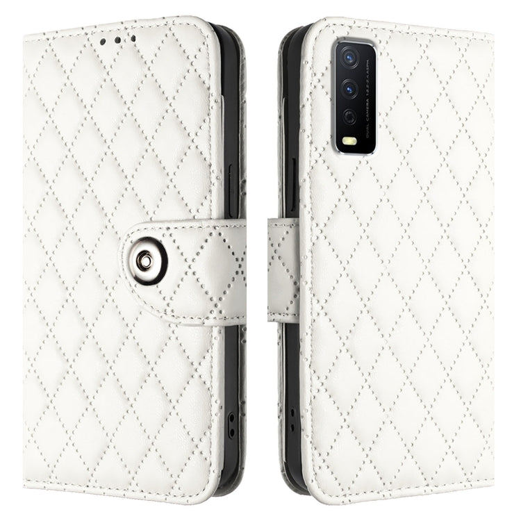 For vivo iQOO U1x / Y11s / Y12s / Y12a Rhombic Texture Flip Leather Phone Case with Lanyard