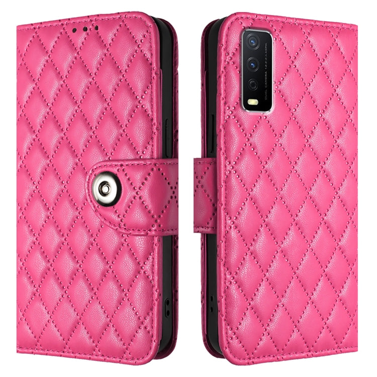 For vivo iQOO U1x / Y11s / Y12s / Y12a Rhombic Texture Flip Leather Phone Case with Lanyard