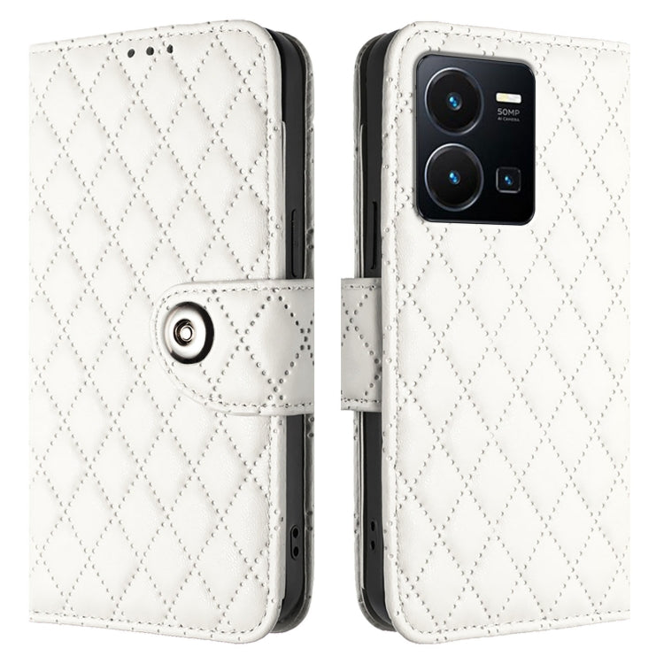 For vivo Y35 4G / Y22s / Y22 Rhombic Texture Flip Leather Phone Case with Lanyard