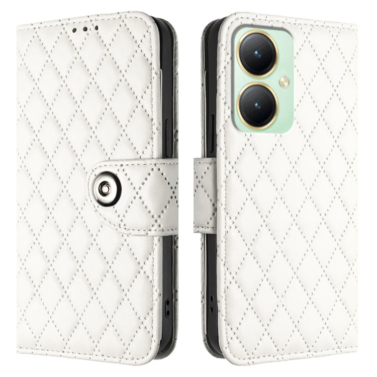 For vivo Y27 4G Global Rhombic Texture Flip Leather Phone Case with Lanyard