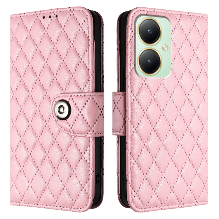 For vivo Y27 4G Global Rhombic Texture Flip Leather Phone Case with Lanyard