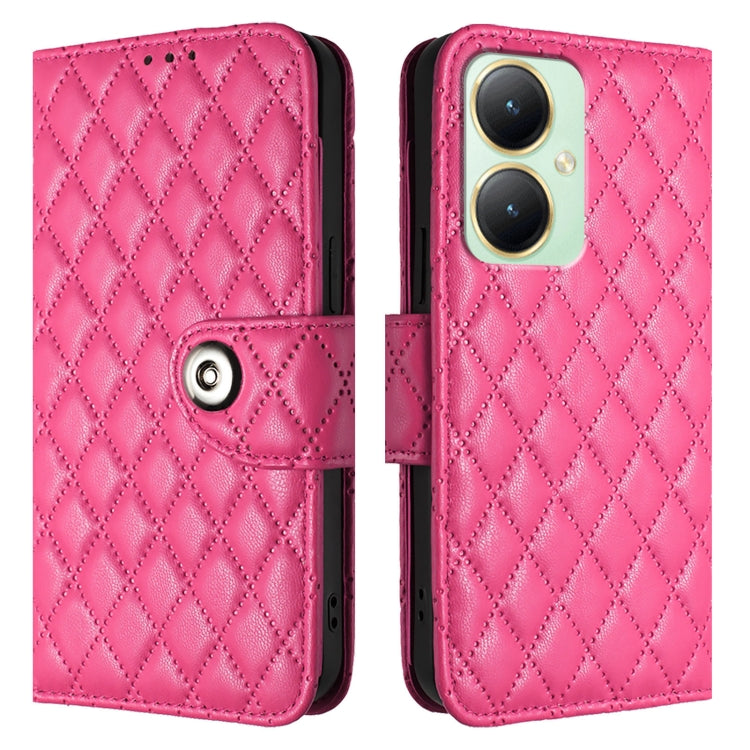 For vivo Y27 4G Global Rhombic Texture Flip Leather Phone Case with Lanyard