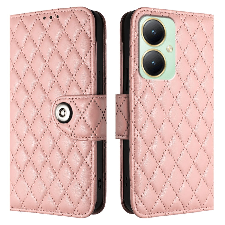 For vivo Y27 4G Global Rhombic Texture Flip Leather Phone Case with Lanyard