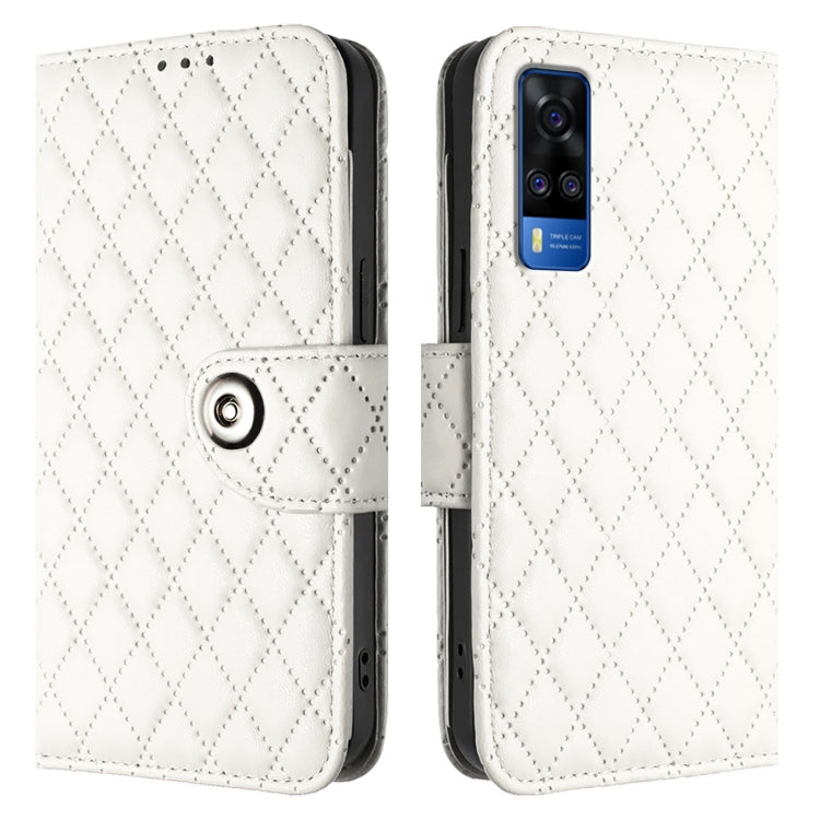 For vivo Y51 2020 India / Y31 India Rhombic Texture Flip Leather Phone Case with Lanyard