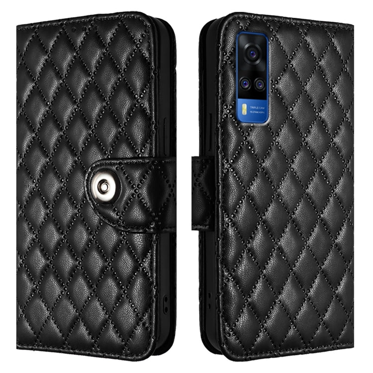 For vivo Y53s 5G / Y51a / Y33 Rhombic Texture Flip Leather Phone Case with Lanyard