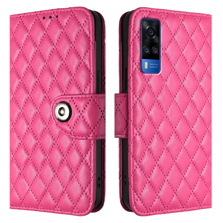 For vivo Y53s 5G / Y51a / Y33 Rhombic Texture Flip Leather Phone Case with Lanyard
