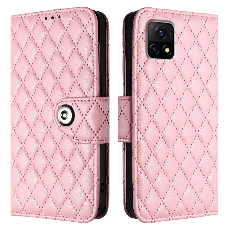 For vivo Y52s 5G / iQOO U3 Rhombic Texture Flip Leather Phone Case with Lanyard