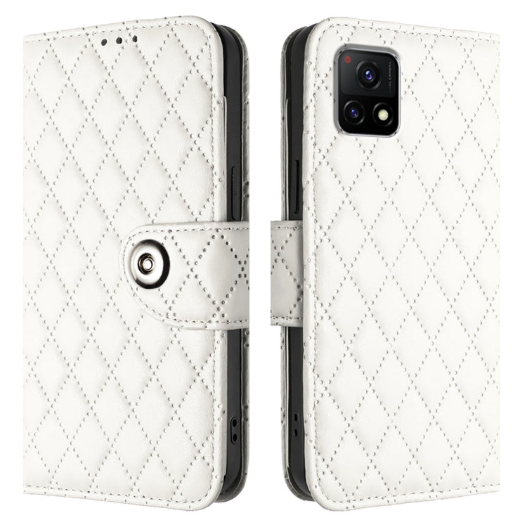 For vivo Y31s 5G / Y72 5G India Rhombic Texture Flip Leather Phone Case with Lanyard