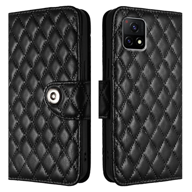 For vivo Y31s 5G / Y72 5G India Rhombic Texture Flip Leather Phone Case with Lanyard