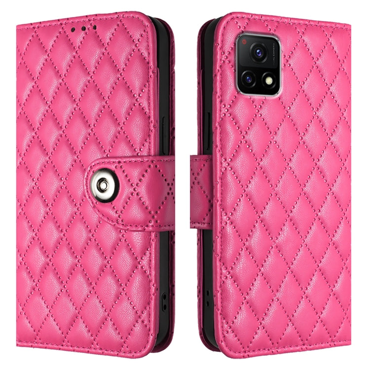 For vivo Y31s 5G / Y72 5G India Rhombic Texture Flip Leather Phone Case with Lanyard