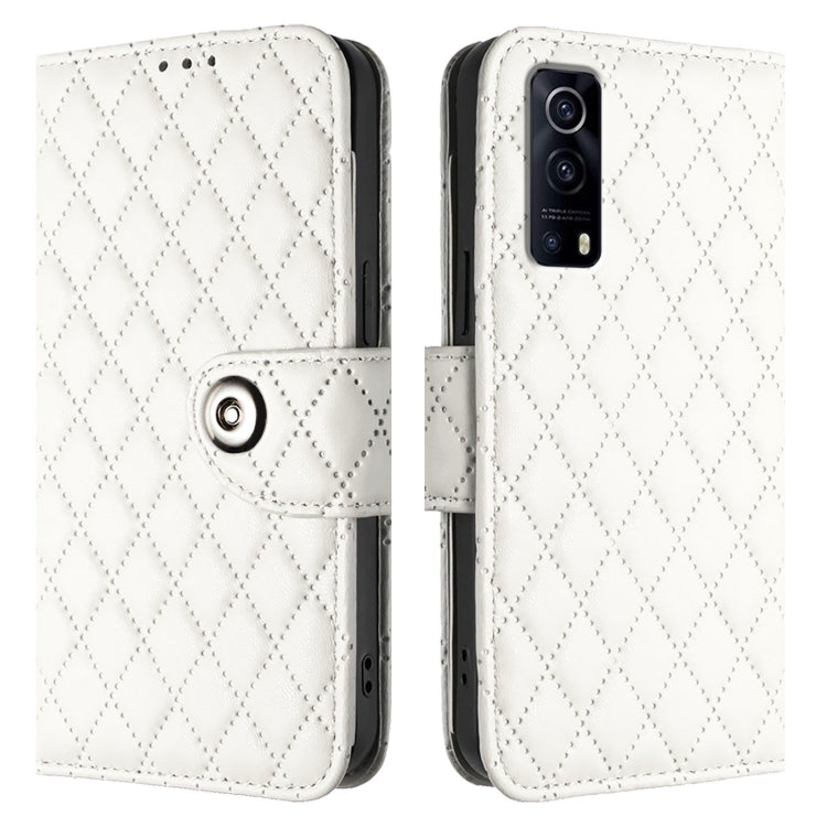 For vivo Y72 5G / iQOO Z3 / Y52 5G Rhombic Texture Flip Leather Phone Case with Lanyard