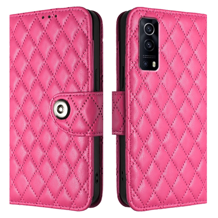 For vivo Y72 5G / iQOO Z3 / Y52 5G Rhombic Texture Flip Leather Phone Case with Lanyard