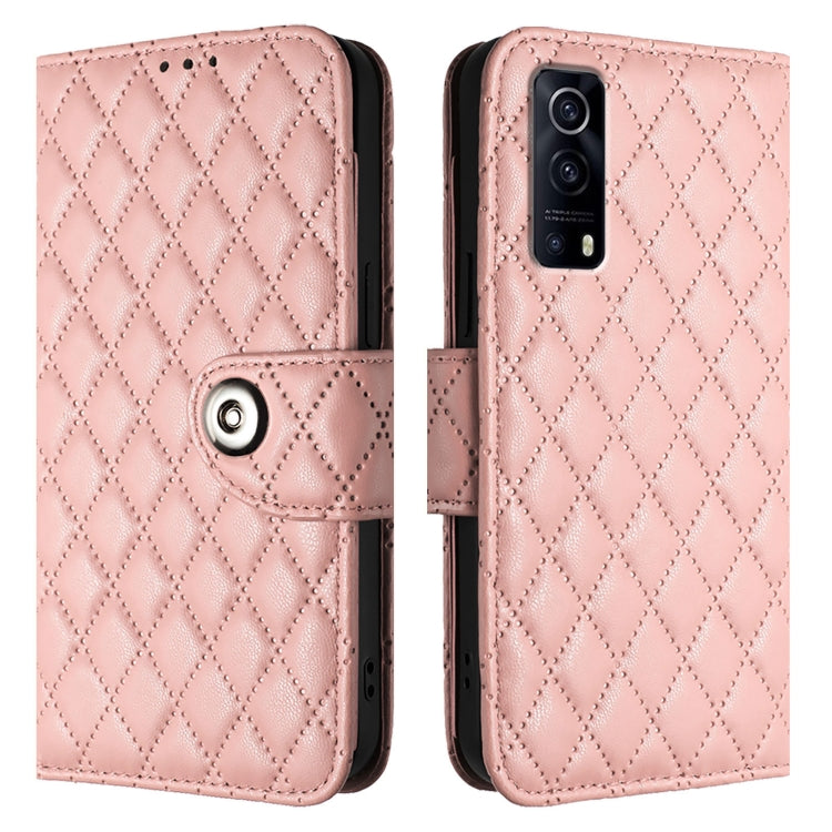 For vivo Y72 5G / iQOO Z3 / Y52 5G Rhombic Texture Flip Leather Phone Case with Lanyard