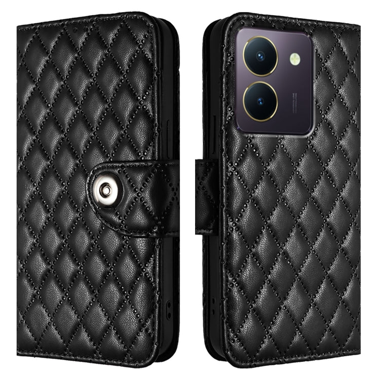 For vivo Y36 5G / Y36 4G / Y36 India Rhombic Texture Flip Leather Phone Case with Lanyard