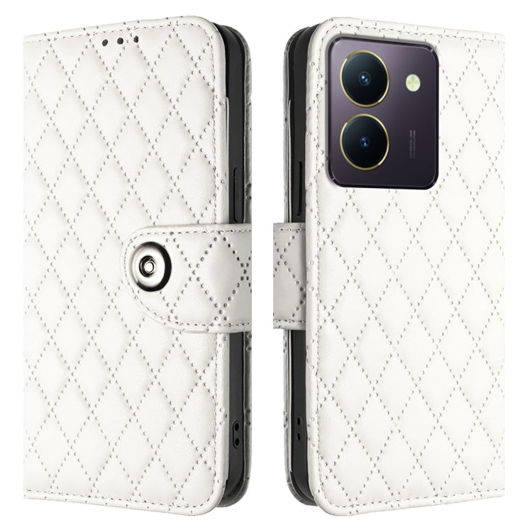 For vivo Y27 5G / Y27s Rhombic Texture Flip Leather Phone Case with Lanyard