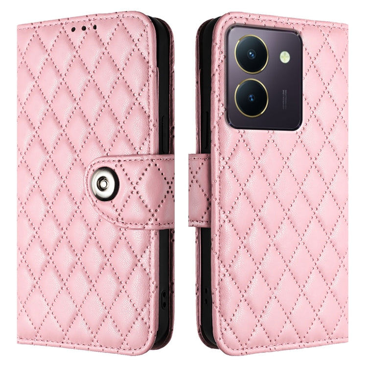 For vivo Y27 5G / Y27s Rhombic Texture Flip Leather Phone Case with Lanyard