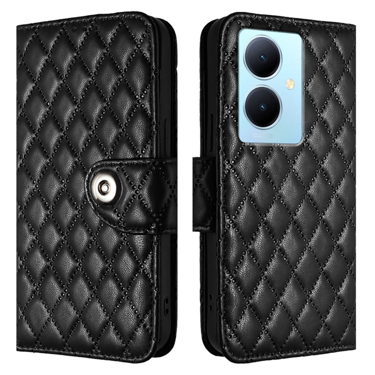 For vivo Y78+ / Y78 / V29 Lite Rhombic Texture Flip Leather Phone Case with Lanyard