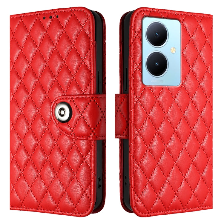 For vivo Y78+ / Y78 / V29 Lite Rhombic Texture Flip Leather Phone Case with Lanyard