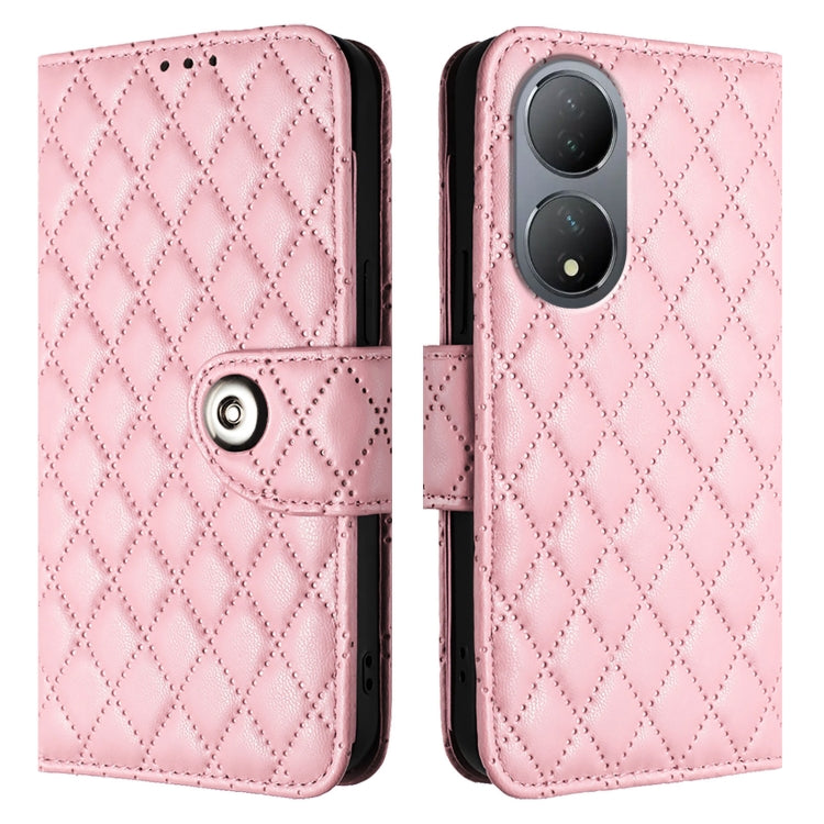 For vivo Y100 5G Global Rhombic Texture Flip Leather Phone Case with Lanyard