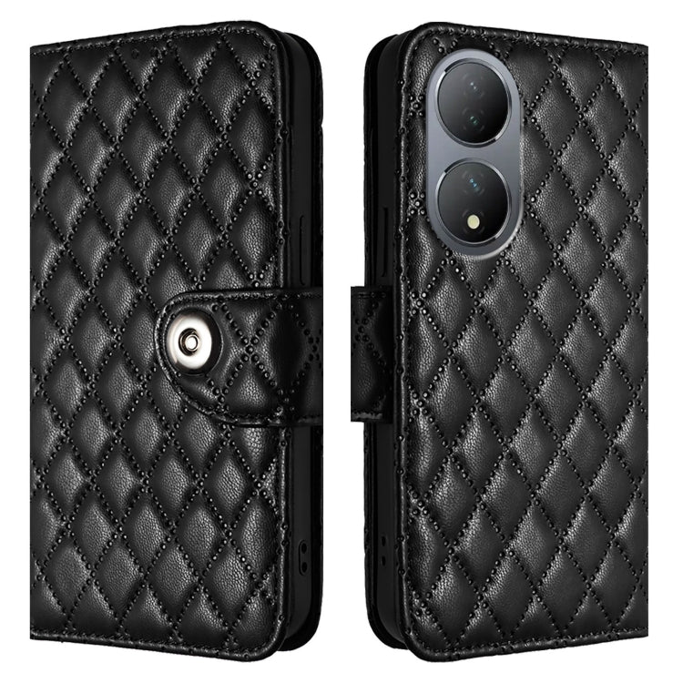 For vivo Y100 5G Global Rhombic Texture Flip Leather Phone Case with Lanyard