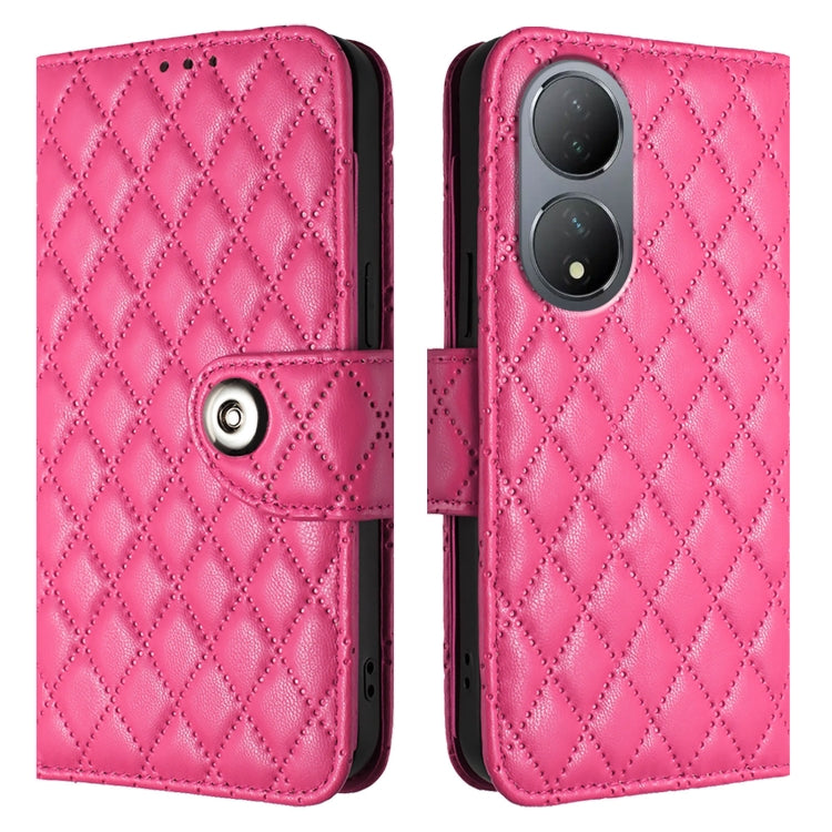 For vivo Y100 5G Global Rhombic Texture Flip Leather Phone Case with Lanyard
