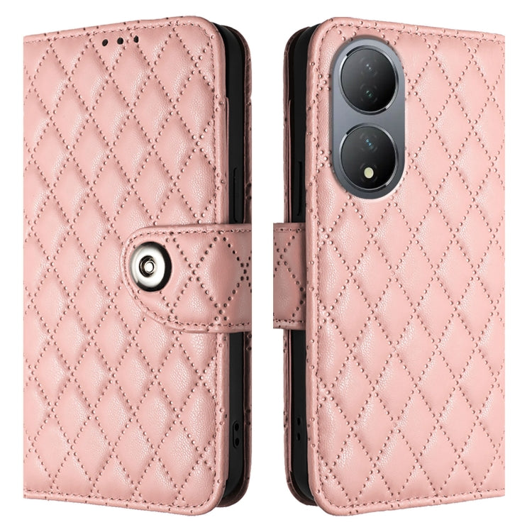 For vivo Y100 5G Global Rhombic Texture Flip Leather Phone Case with Lanyard