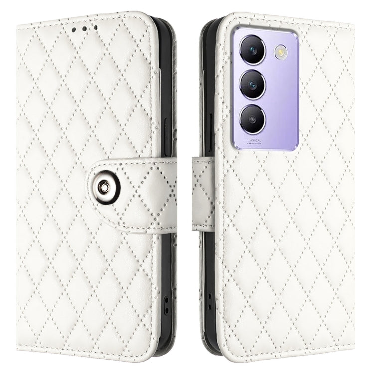 For vivo Y200e / Y100 IDN Rhombic Texture Flip Leather Phone Case with Lanyard