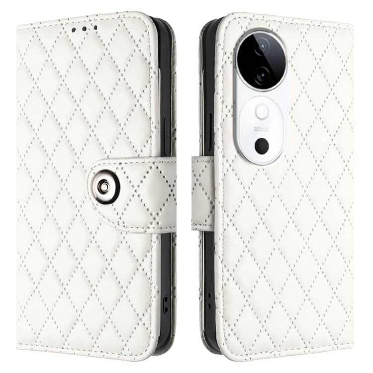 For vivo S19 Rhombic Texture Flip Leather Phone Case with Lanyard