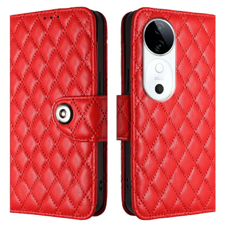 For vivo S19 Rhombic Texture Flip Leather Phone Case with Lanyard