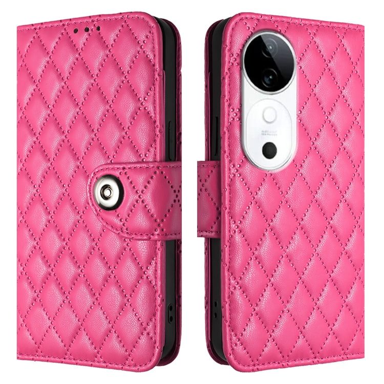 For vivo S19 Rhombic Texture Flip Leather Phone Case with Lanyard