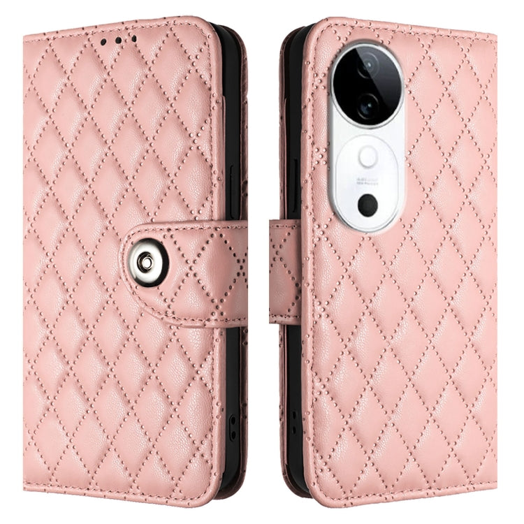 For vivo S19 Rhombic Texture Flip Leather Phone Case with Lanyard