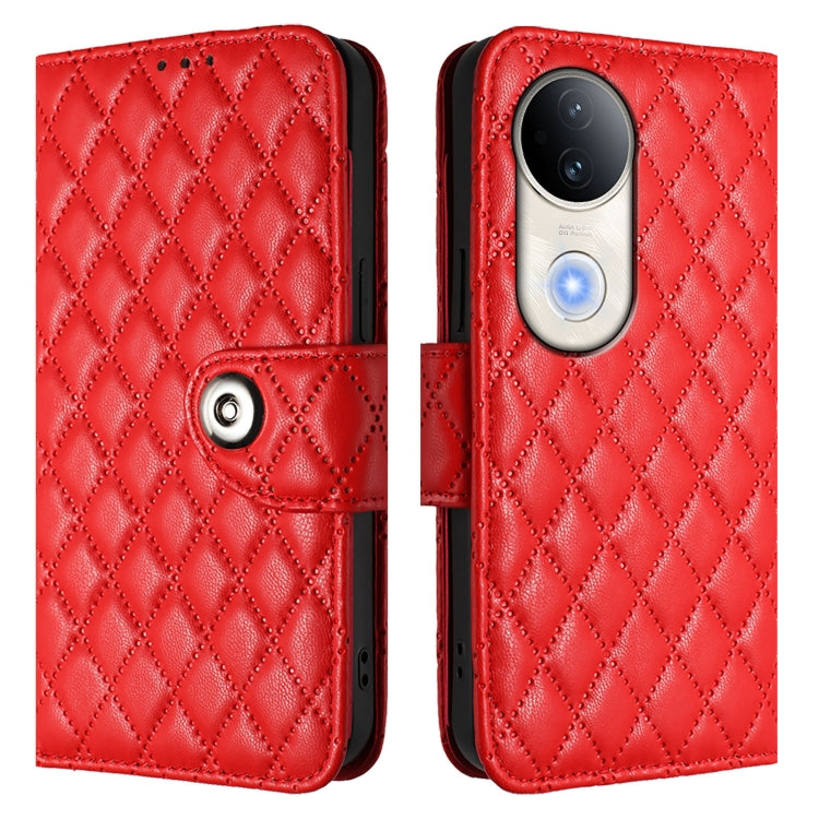 For vivo S20 5G Rhombic Texture Flip Leather Phone Case with Lanyard