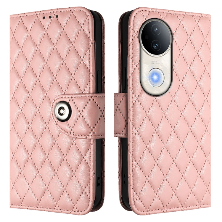 For vivo S20 5G Rhombic Texture Flip Leather Phone Case with Lanyard